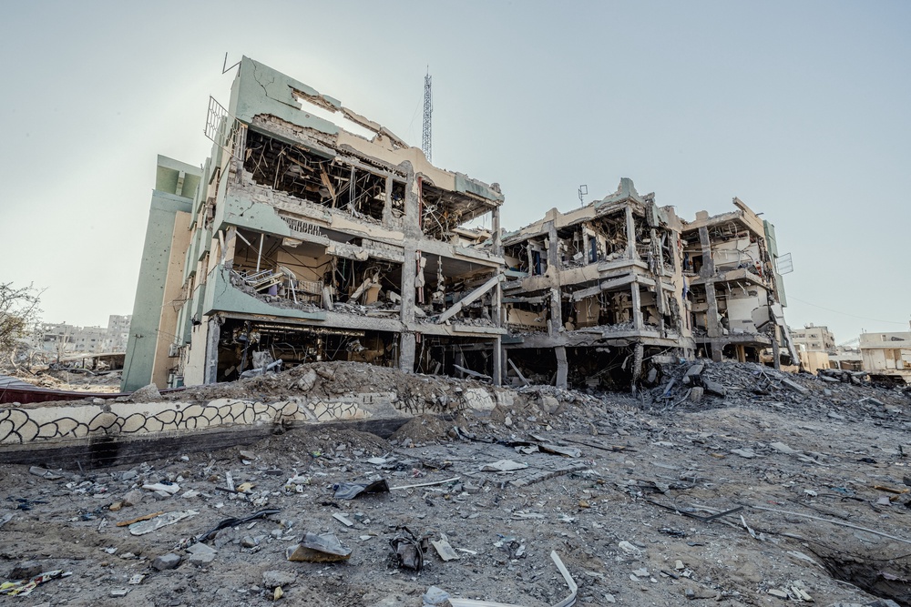 Damaged infrastructure is visible at Rantisi Children's Hospital in Gaza City, Gaza, on October 15, 2025. (AFP/Getty)
