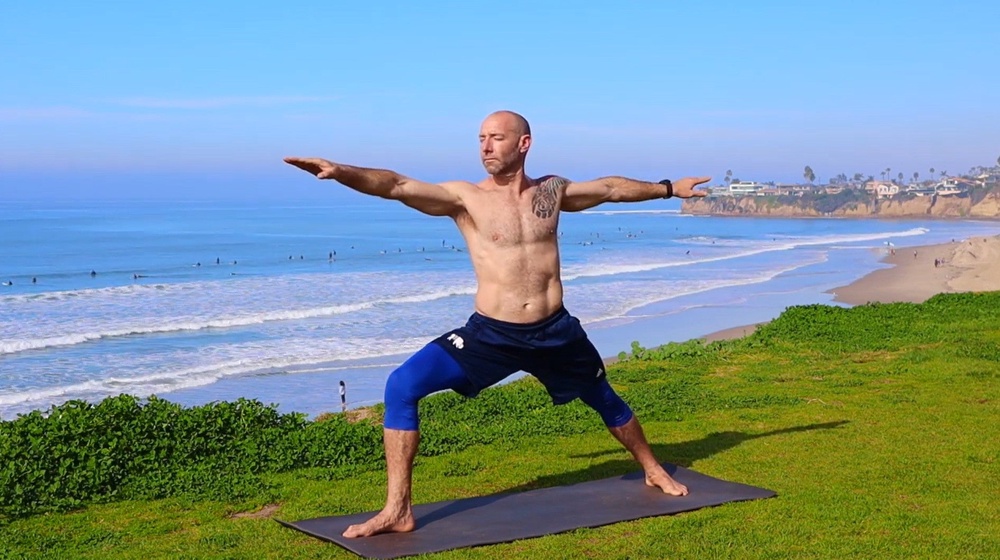 Steven Hubbard, a California yoga instructor known as ‘Namasteve’, recently filed his third lawsuit over a 2024 city ordinance in San Diego that prohibits teaching yoga to four or more people at local beaches and parks (Namasteve Yoga/YouTube)