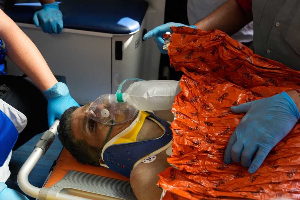 Hernán Alberto Gil Flores, 43, was extricated from a collapsed shopping mall in the port city of Catia La Mar (AP Photo/Fernando Vergara)