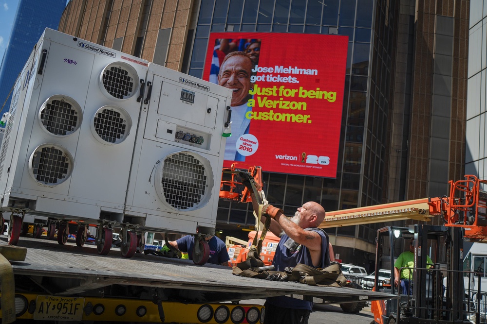 Large AC units have been spotted being brought into the New York City arena (AP)