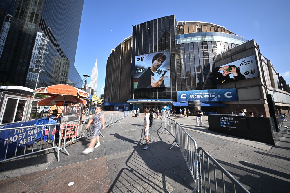 Areas are fenced off around Madison Square Garden ahead of Taylor Swift and Travis Kelce's wedding (Getty)