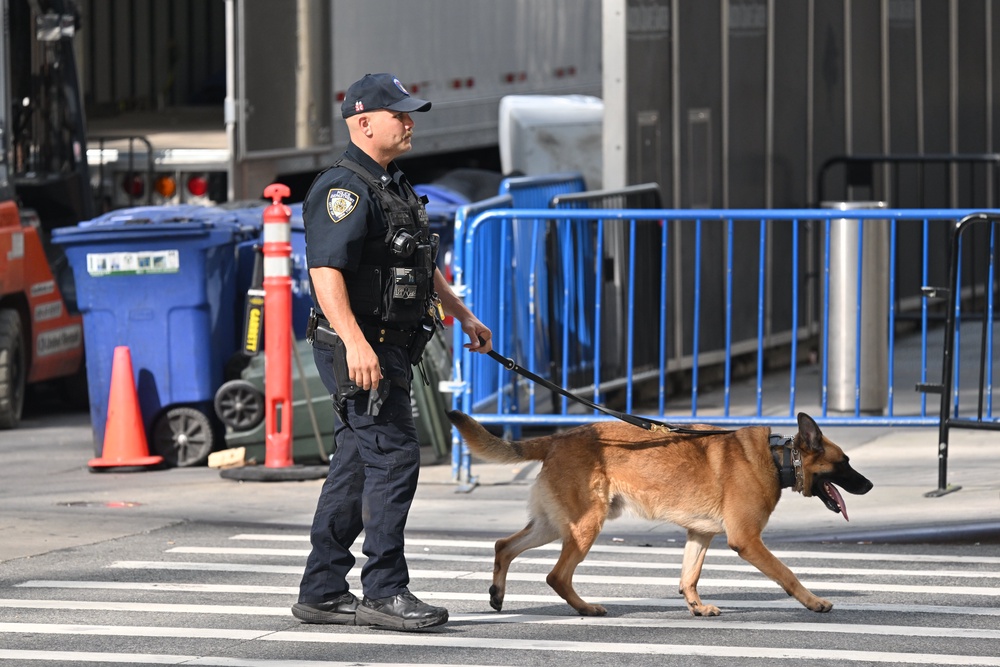 Cops move away onlookers and press on streets outside MSG (Getty)