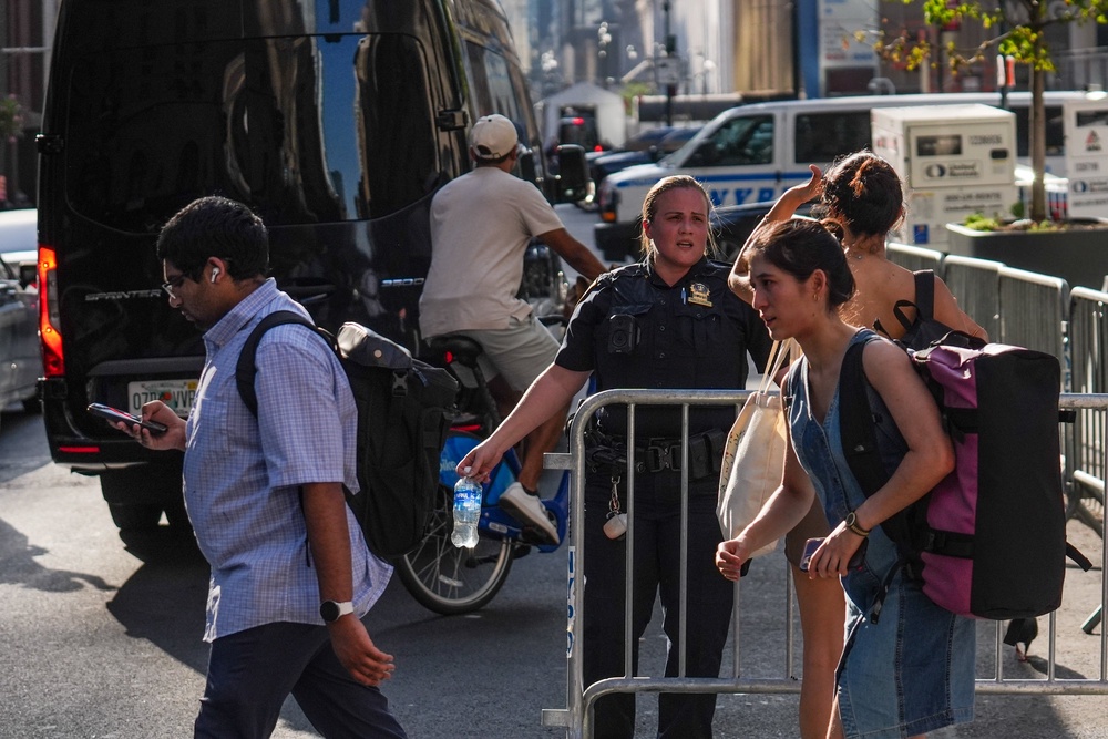 Foot traffic around Madison Square Garden is already affected by Taylor Swift and Travis Kelce's wedding Friday (AP)
