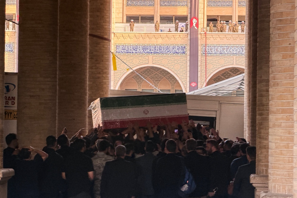 Mourners carry the coffin of Iran's slain supreme leader Ali Khamenei at the Grand Mosalla in Tehran on July 3, 2026 (AFP/Getty)