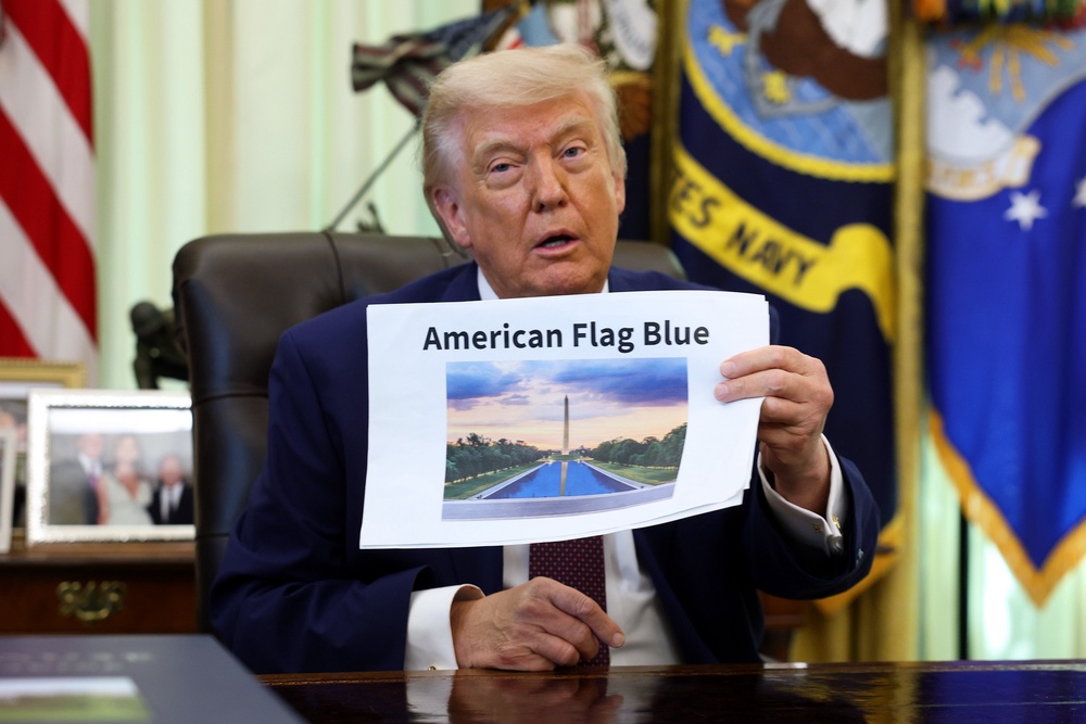 On June 28, Trump boasted on Truth Social that 'the criminally made algae is gone,’ adding the the Reflecting Pool will be drained ‘right after’ the Fourth of July (Getty Images)