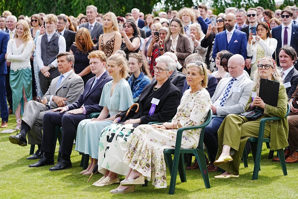The Duchess of Edinburgh and Lady Louise Mountbatten-Windsor listened to the Duke of Edinburgh’s speech (Jane Barlow/PA) (PA Wire)