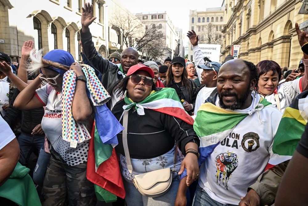 The March and March movement has led many of the protests, including this one in Cape Town on 30 June (AFP/Getty)