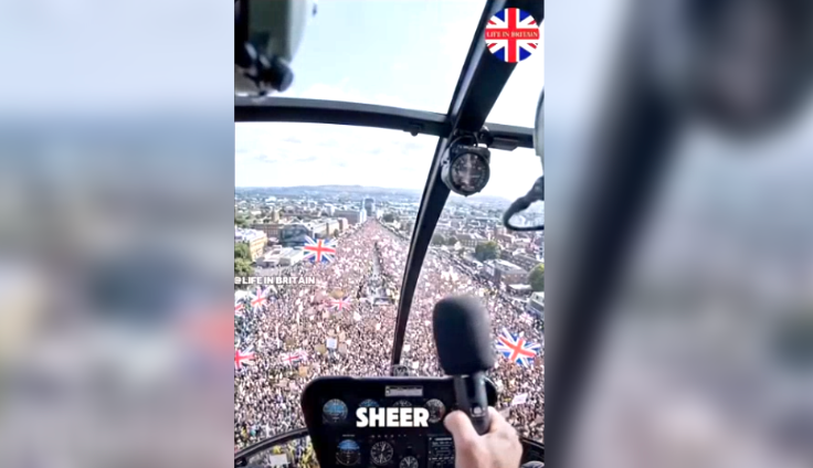 This AI generated video claims to show a large protest in central London (Facebook)