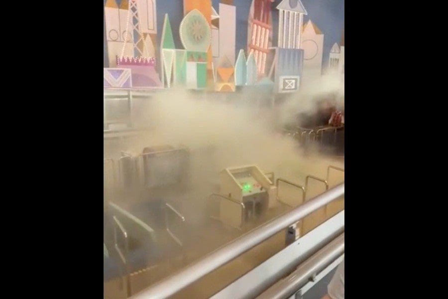 In a video shared on social media, a thick white haze can be seen lingering near the entrance of the attraction (Fox 35 Orlando)