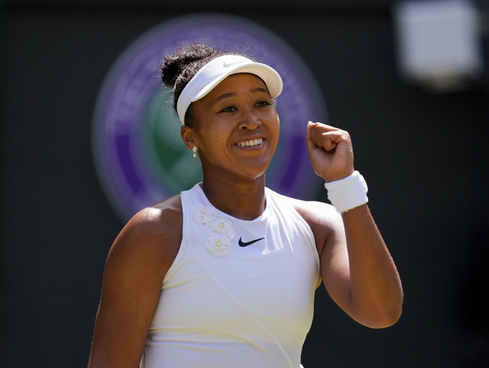 Naomi Osaka celebrates her win over Daria Kasatkina (Andrew Matthews/PA) (PA Wire)