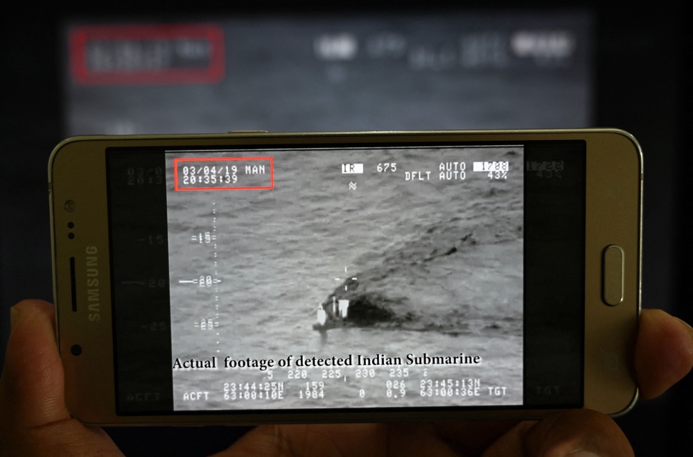 A video released by the Pakistani navy purportedly shows an Indian submarine (AFP via Getty)