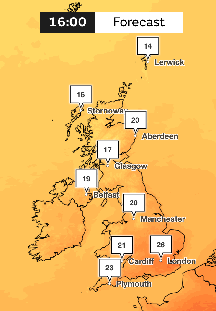 Saturday promises mild to hot temperatures across the UK, with highs of 26-27C (Met Office)