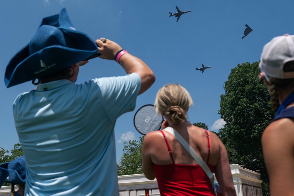 There is a packed schedule of flyovers and aerial demonstrations by military aircraft in Washington (Nathan Howard/AP) (AP)
