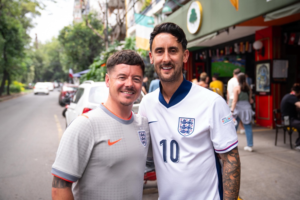 Scott Cole, 40, (left) said he had sympathy with those flying to Mexico City on Sunday due to the uncertainty over the kick-off time (James Manning/PA) (PA Wire)