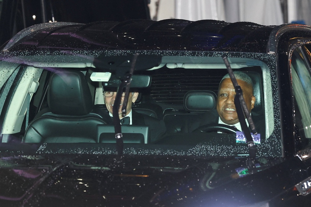 George Stephanopoulos was seen in a car near Taylor Swift and Travis Kelce’s wedding (Reuters)
