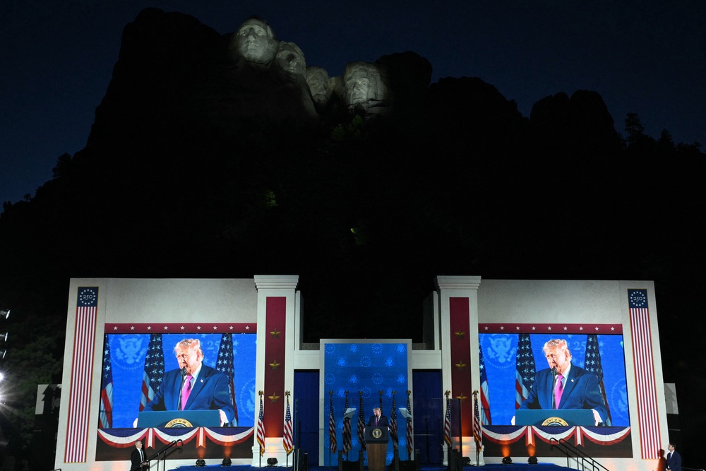 Trump spoke of America’s past as the nation celebrates its 250th birthday (AFP/Getty)