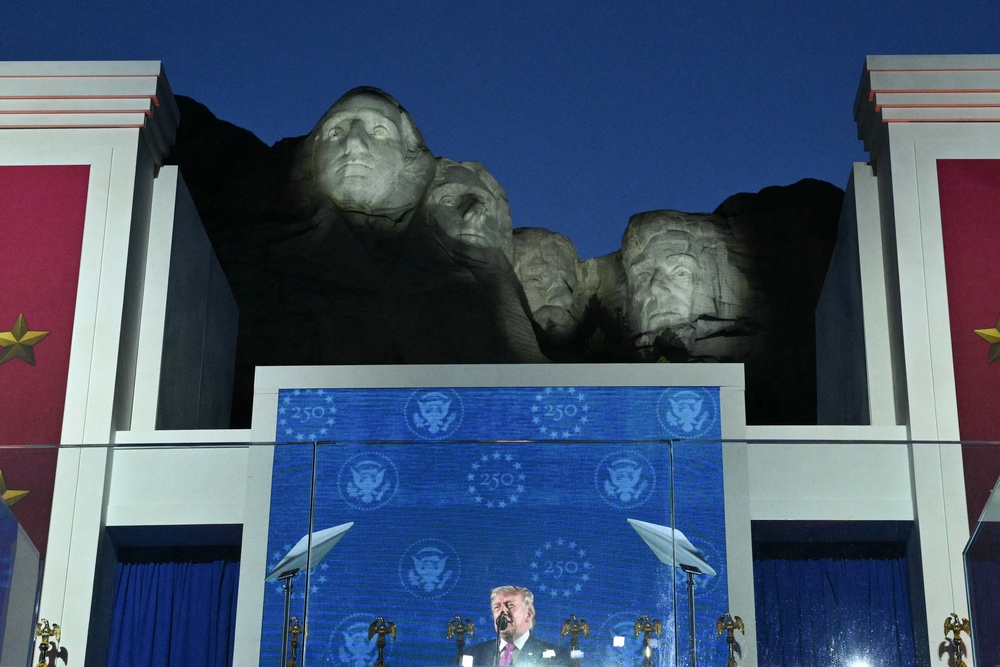 President Donald Trump speaks from Mount Rushmore on Friday night (AFP/Getty)