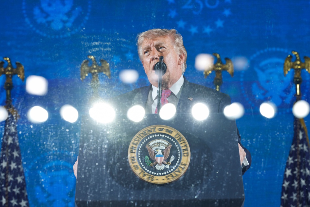 ‘No matter how hard the enemy tries we can not be beaten,’ Trump said. (Getty)