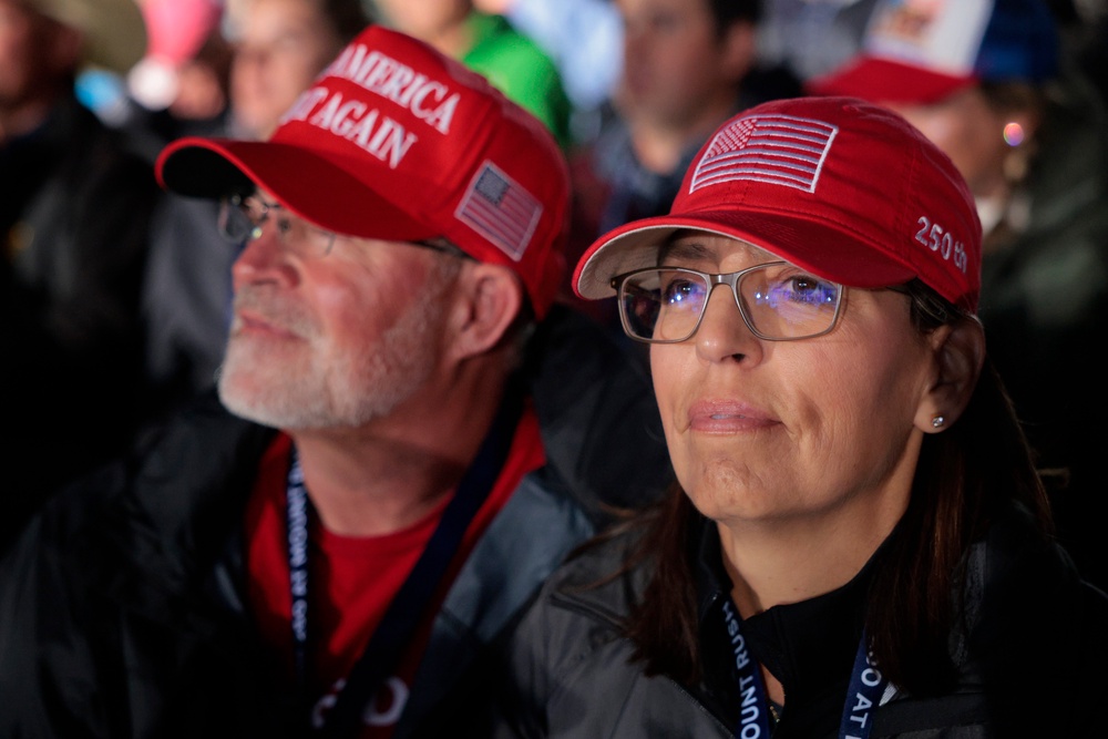 A crowd gathered at the South Dakota landmark to hear from the president (Getty)
