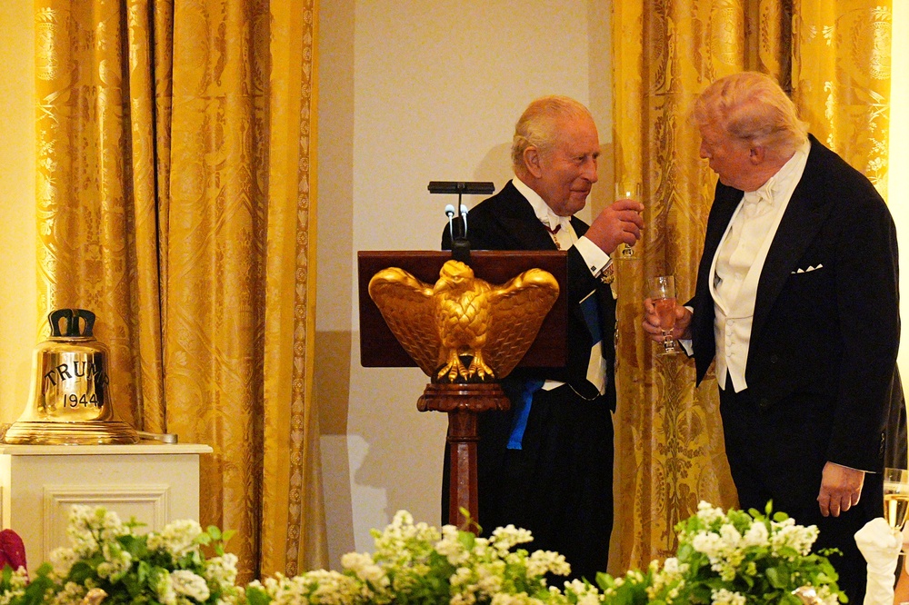 The King and Donald Trump at the state dinner at the White House in April (Aaron Chown/PA) (PA Wire)