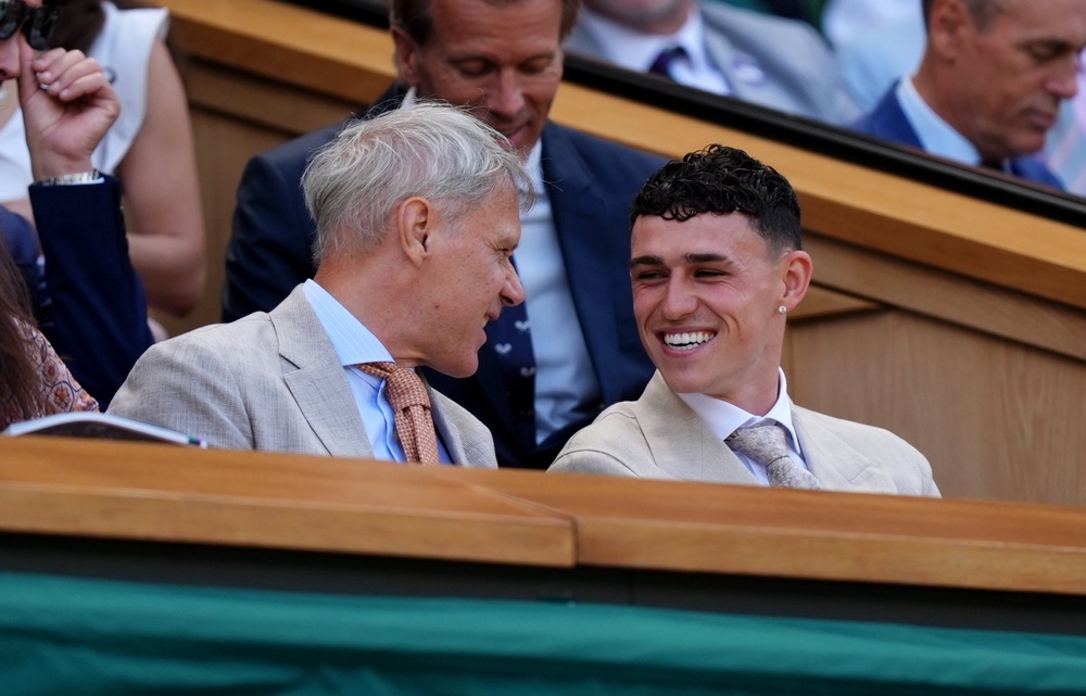 Dutch football legend Marco van Basten and Phil Foden watched the action (Mike Egerton/PA) (PA Wire)