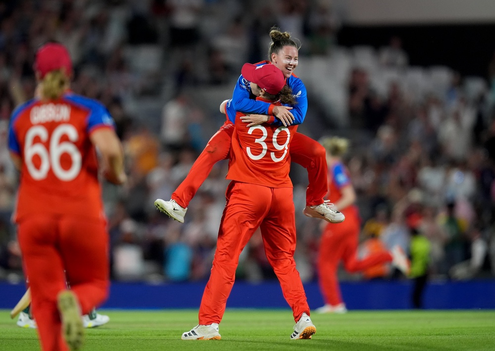 England celebrate their semi-final win over South Africa (Gareth Fuller/PA). (PA Wire)