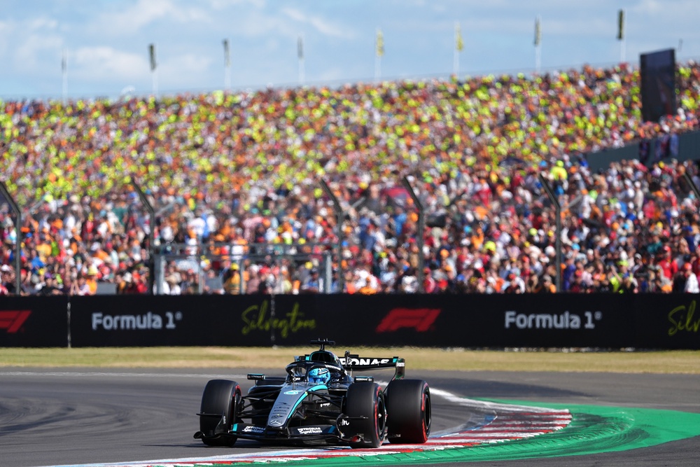 George Russell will line up from fourth at Silverstone on Sunday (Jacob King/PA) (PA Wire)