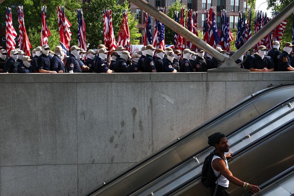 Hundreds of members of the group took part in the march (Getty)