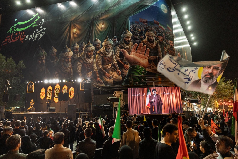 Mourners gather at a ceremony honoring Iran's former supreme leader Ayatollah Ali Khamenei (Getty Images)