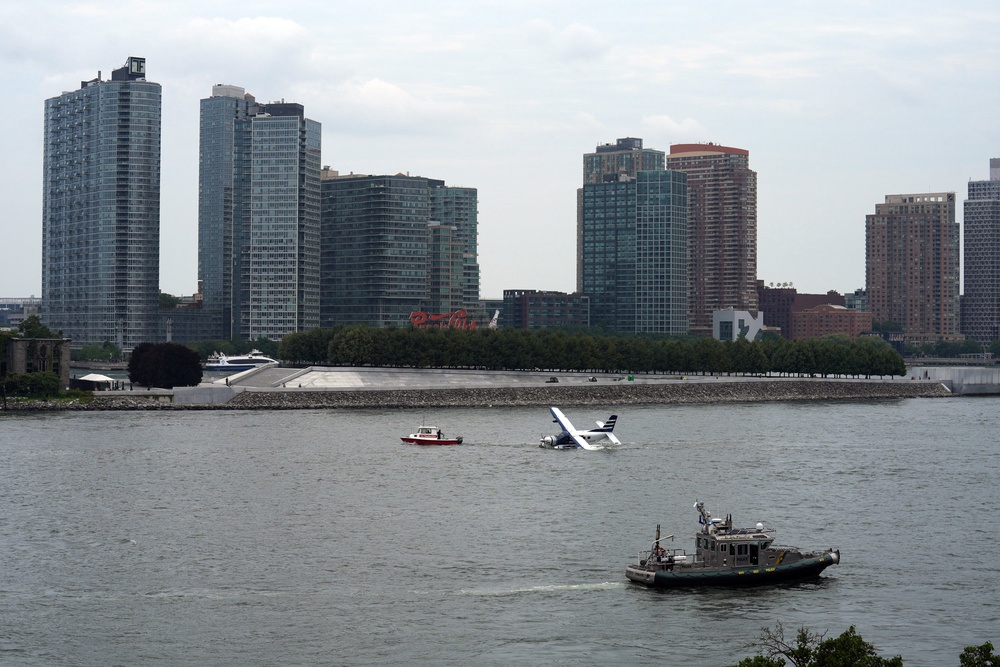 The seaplane made a hard landing shortly after noon on Sunday, police said (Getty Images)