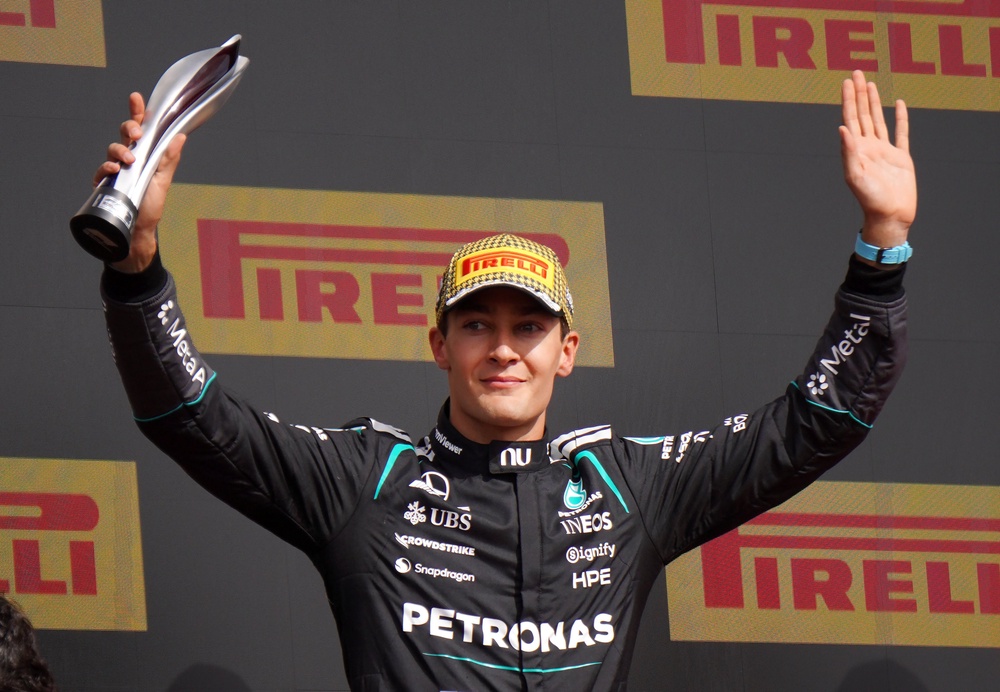 It was a good day for Mercedes’ George Russell, who came second (Matthew Vincent/PA) (PA Wire)