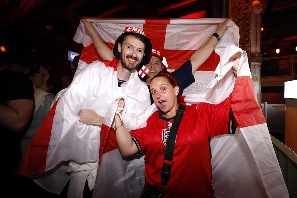 England fans at Freight Island in Manchester ahead of the Mexico game (Cody Froggatt/PA) (PA Wire)