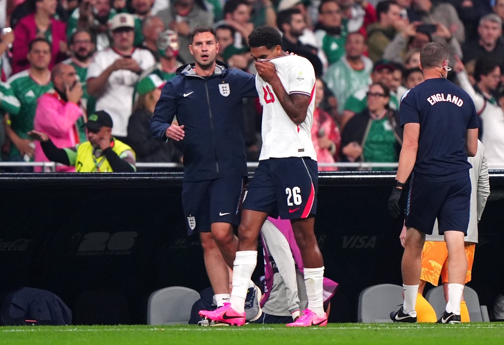 Quansah walks away after being sent off against Mexico (PA)