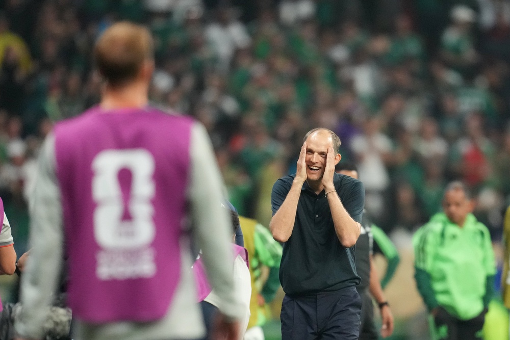 Thomas Tuchel reacts after Mexico are awarded a penalty after a VAR review of a foul by England's Harry Kane (PA)