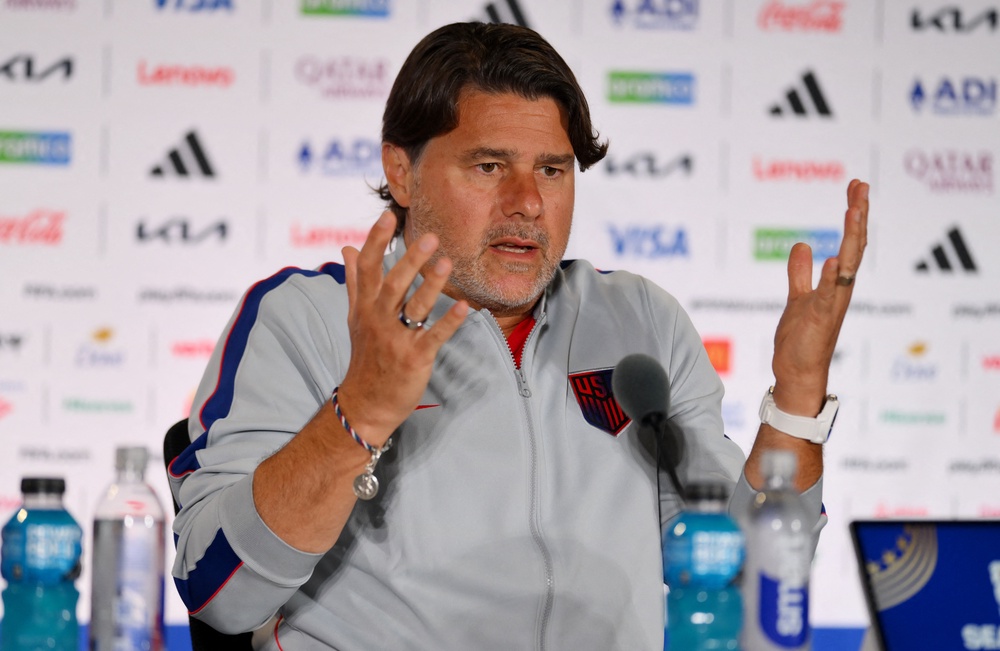 Soccer Football - FIFA World Cup 2026 - United States Press Conference - Seattle Stadium, Seattle, Washington, U.S. - July 5, 2026 U.S. coach Mauricio Pochettino during the press conference (Reuters)