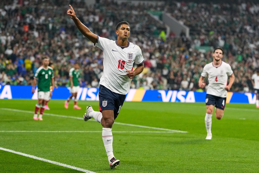 Jude Bellingham celebrates against Mexico (AP)