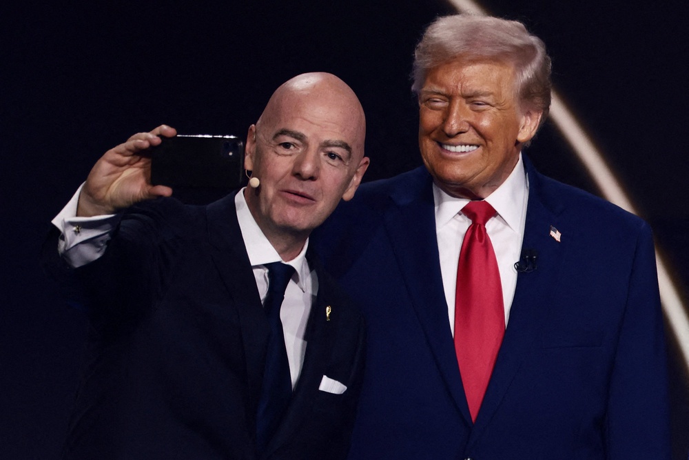 Trump and FIFA President Gianni Infantino, who was heavily criticized last year after presenting the former with the first-ever ‘FIFA Peace Prize’ (Reuters)