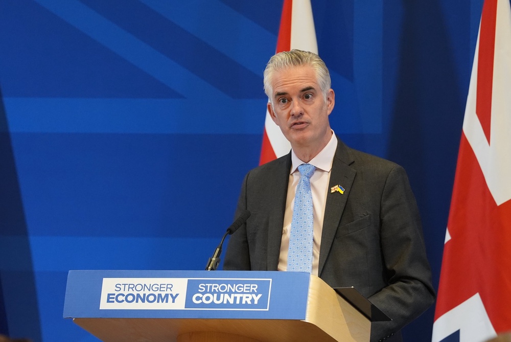 Shadow defence secretary James Cartlidge speaking at a press conference in London in June. (Maja Smiejkowska) (PA Wire)