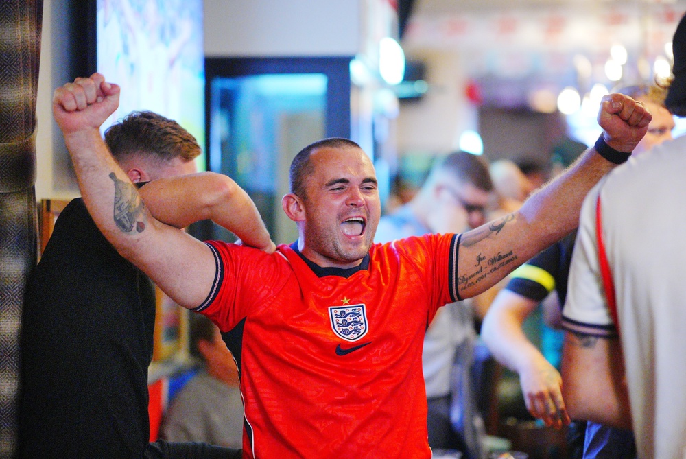 Fans celebrate Jude Bellingham’s first goal (Ben Birchall/PA) (PA Wire)