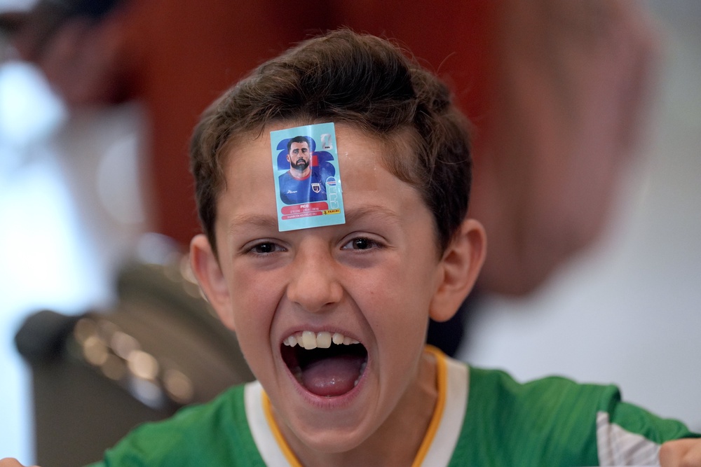 Nine-year-old Joe Cody waiting for the return of Cape Verde footballer Pico Lopes at Dublin Airport (Niall Carson/PA) (PA Wire)