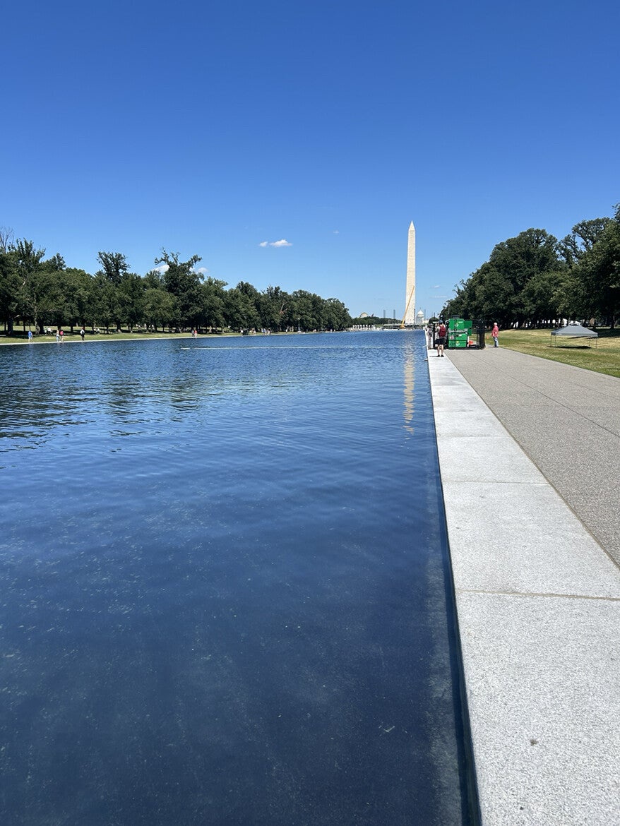 One of the images Trump shared over the weekend. Contractors are still vacuuming up the dead algae from the bottom of the Reflecting Pool (Donald Trump)
