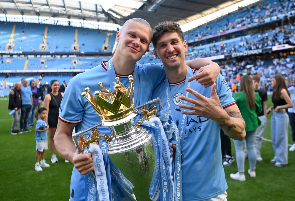 Stones will come up against ex-Man City teammate Erling Haaland on Saturday (Getty)