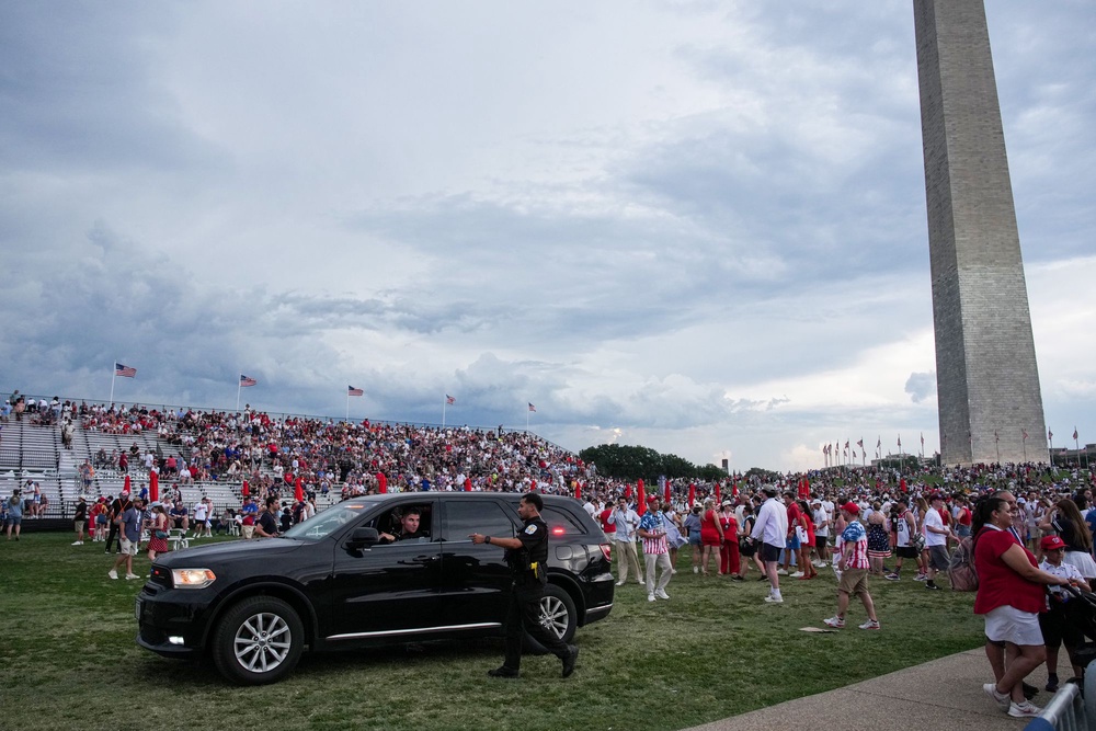 A White House official said that ‘all the entities involved’ had proposed canceling the celebration after the weather prompted a mass evacuation (Getty)