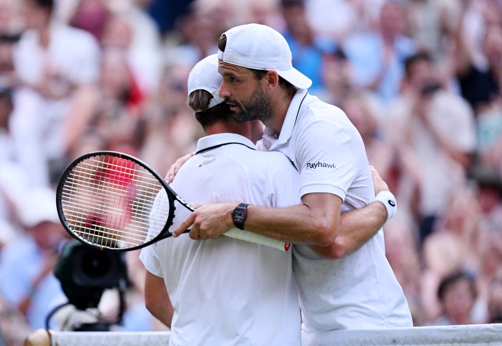 Grigor Dimitrov was denied his own remarkable Wimbledon comeback after returning from injury (Reuters)
