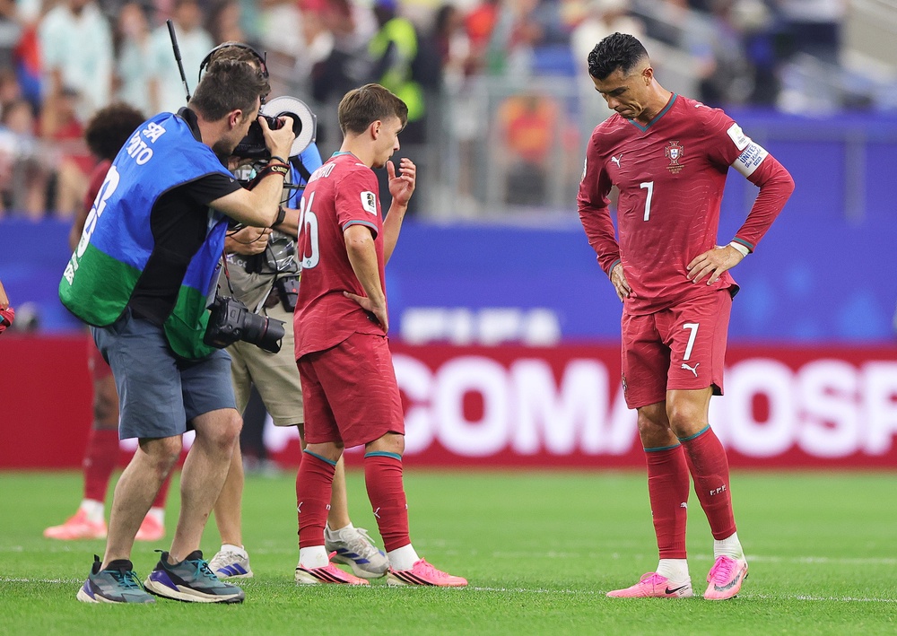 Cristiano Ronaldo of Portugal shows dejection (Getty)