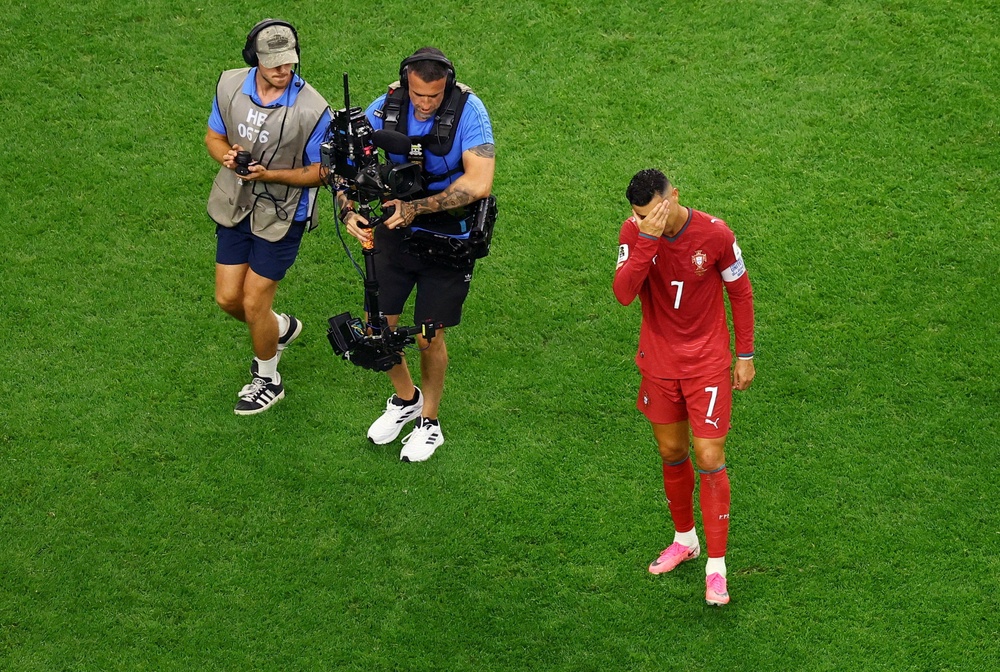 Cristiano Ronaldo looks dejected after the match (Reuters)