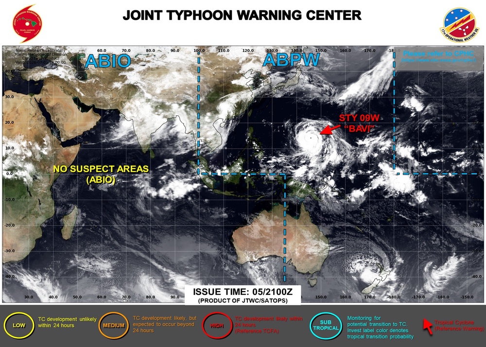 Map from Joint Typhoon Warning Center shows postion of Super Typhhon Bavi (JWTC)