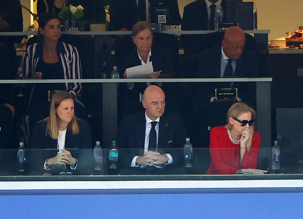 Fifa president Gianni Infantino watches on in Seattle (Reuters)