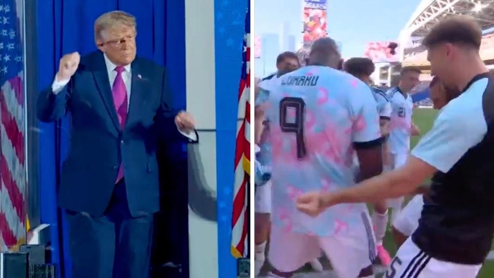 The Belgium World Cup team mocked Trump's signature dance move after winning against the US in a game that wasn’t even close (The White House/BBC)
