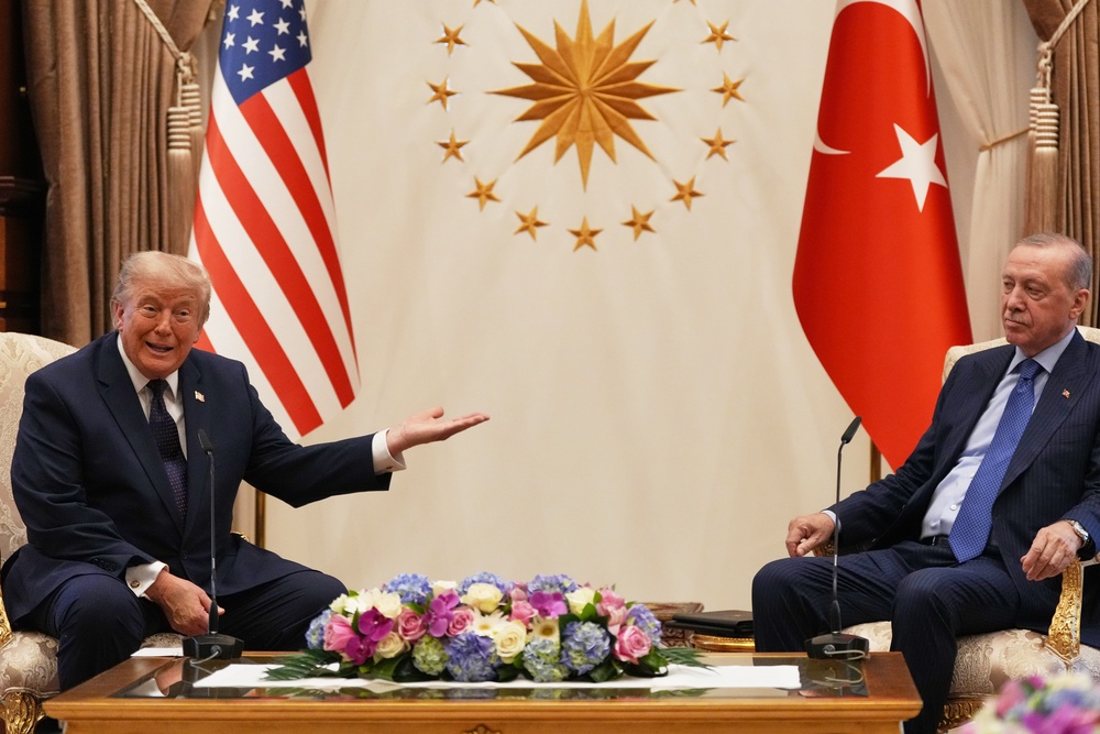President Donald Trump praised Turkish President Recep Tayyip Erdogan as his “great friend” while lauding the “special relationship” between the two leaders. (AP)